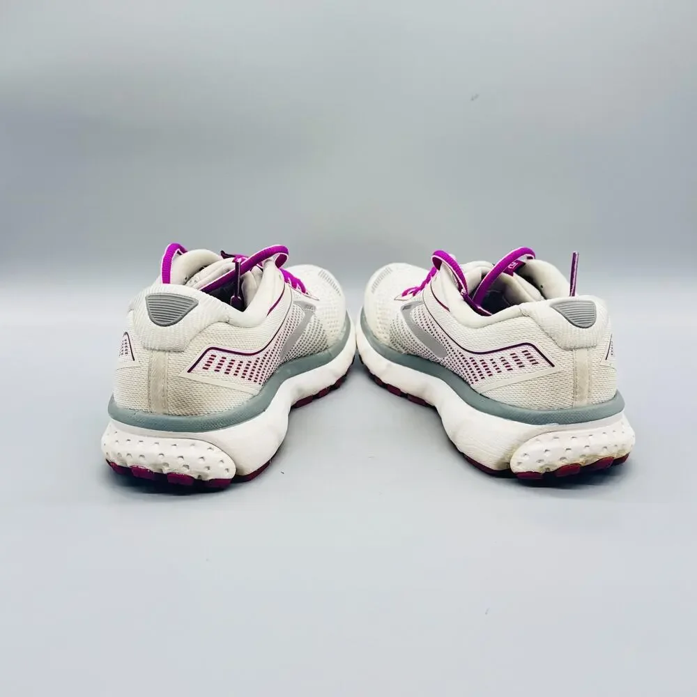 Brooks Shoes Womens 9.5 White Mesh Ghost 12 Running Athletic Sneakers Comfort